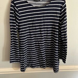 Navy and White Striped Women's Top